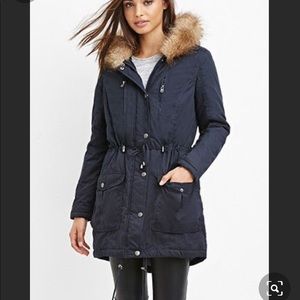 Faux Fur Trim Hooded Parka